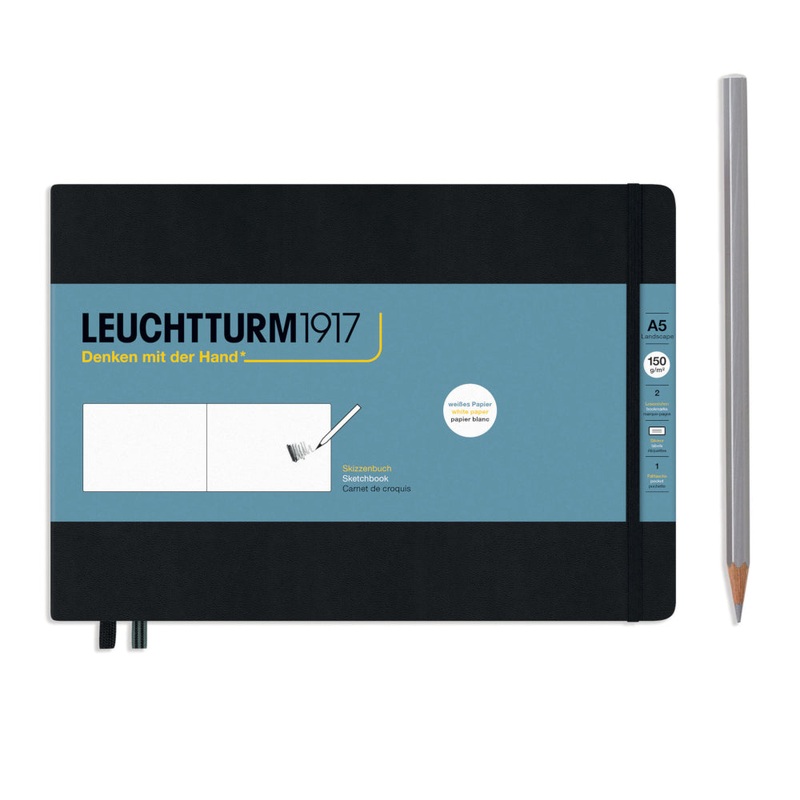 Leuchtturm1917 Sketchbook Medium (A5), Landscape – Black